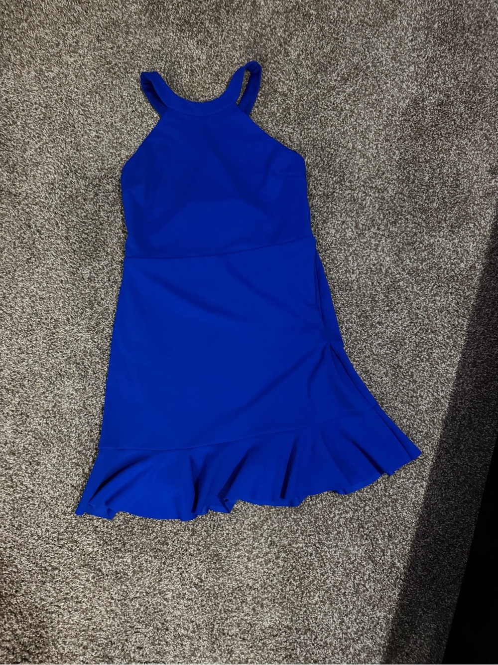 Versona Royal Blue Ruffle Hem Halter Dress